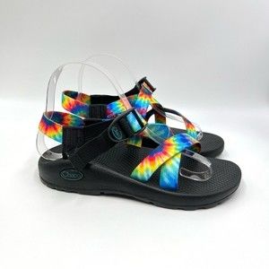 6W‎ 6 W WIDE Chaco Women's JCH108946W Rainbow Multicolor Tie Dye Black Sandals